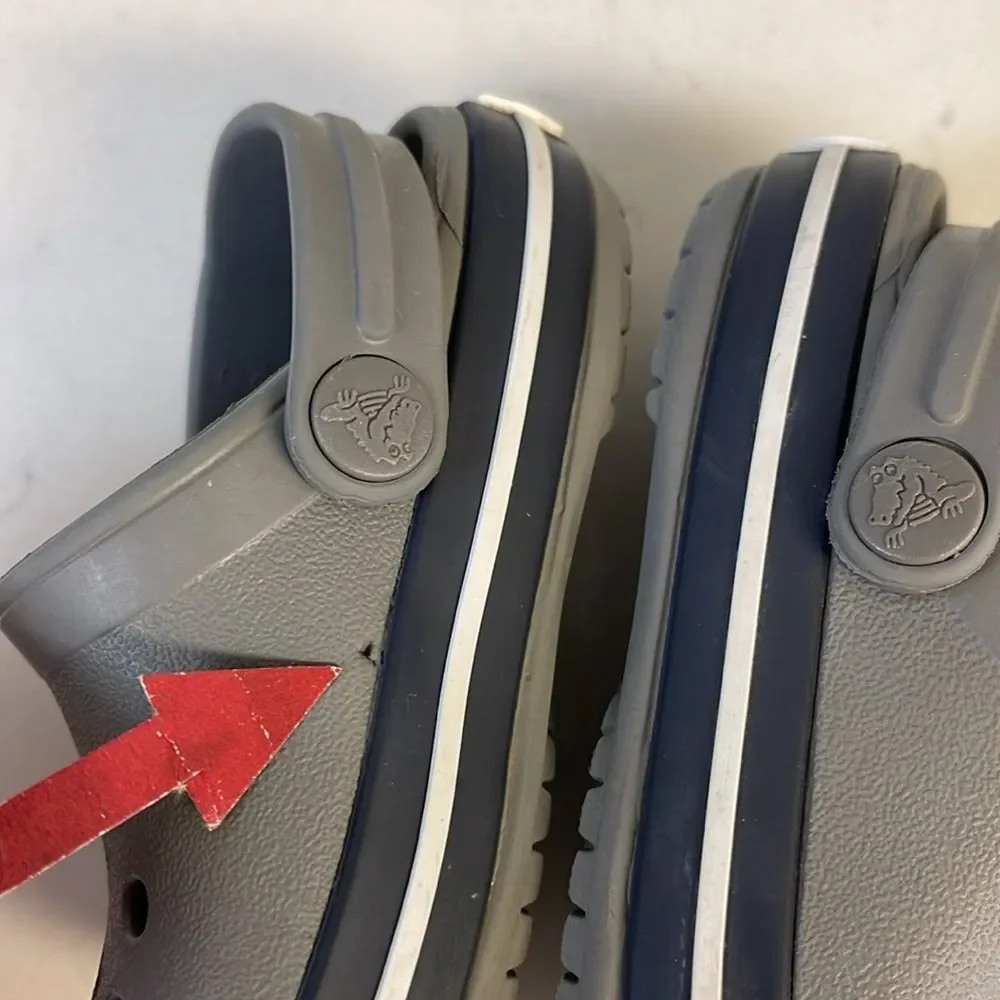 Crocs Unisex Kids Crocband Clog Size 4 Grey & Navy Blue